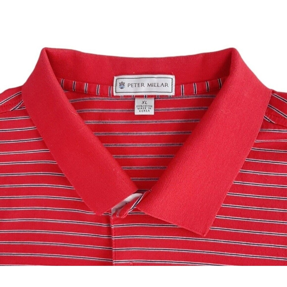 Peter Millar Gold Trophy Polo Shirt mens Size XL red striped embroidered flag - Picture 5 of 5